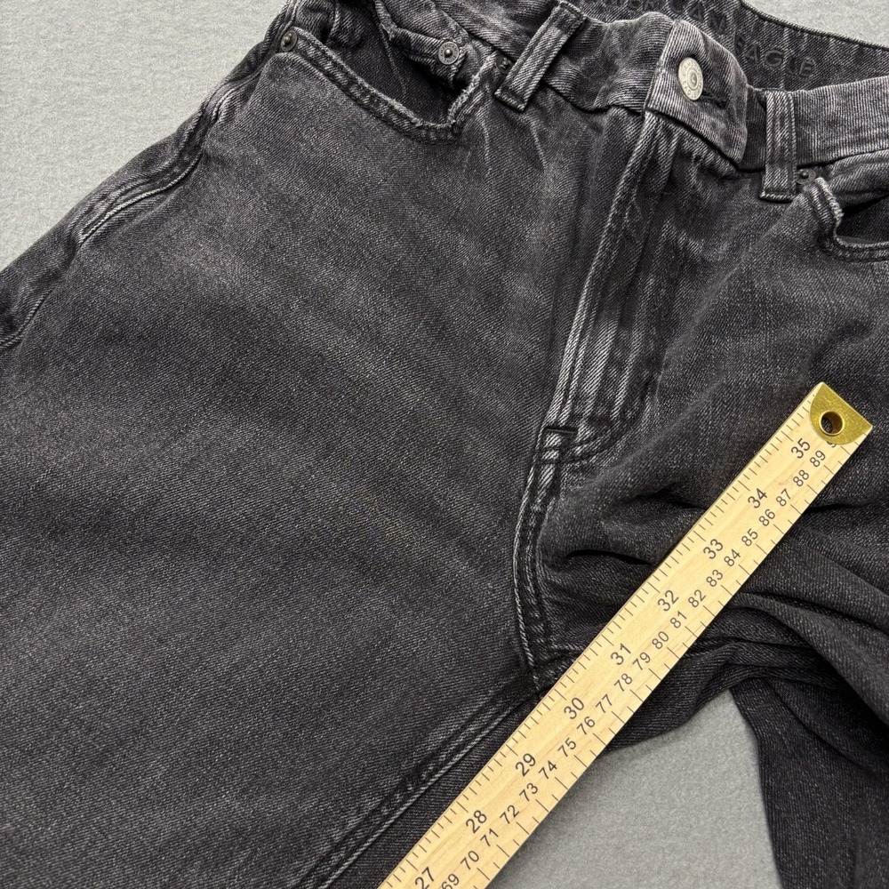 American Eagle Jeans Womens 2 Curvy Baggy Wide Leg Super High Rise Black Denim - Picture 6 of 13